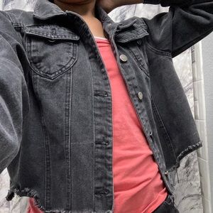 Womens black Vintage jean jacket large